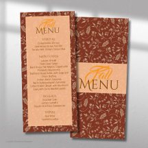Cartes de menu automne tons bruns plats