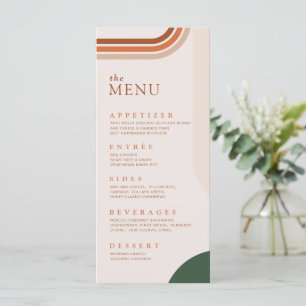 Cartes de menu beige en arc abstrait, Terracotta, 