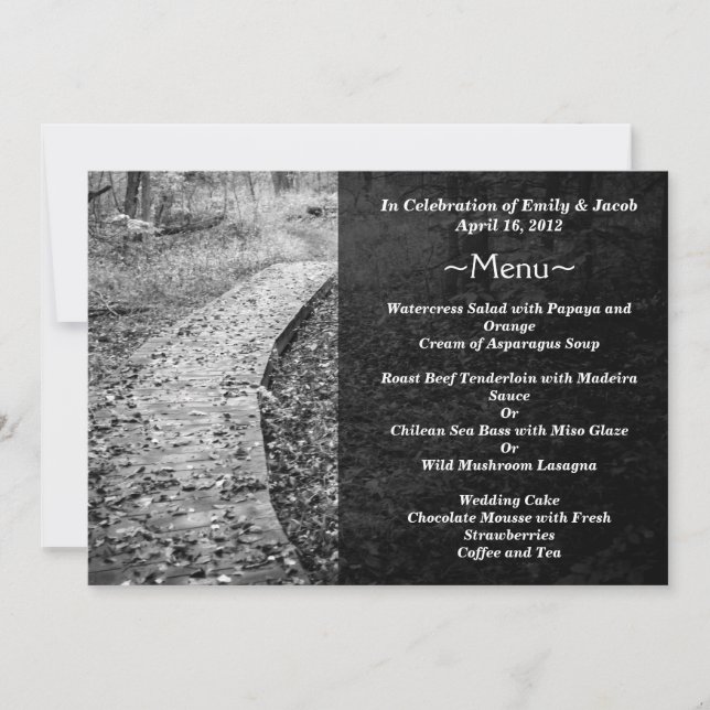 Cartes de menu Chemin de forêt (Devant)