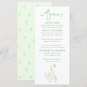 Cartes de menu de Baby Shower sur le thème de l'oi