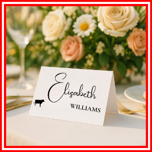 Cartes de menu de boeuf de vache de mariage de scr