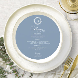 Cartes de menu de mariage à monogramme en couronne