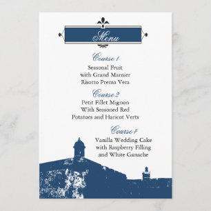 Cartes de menu de mariage de Castillo De San