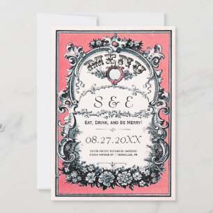 Cartes de menu de mariage de jardin vintage