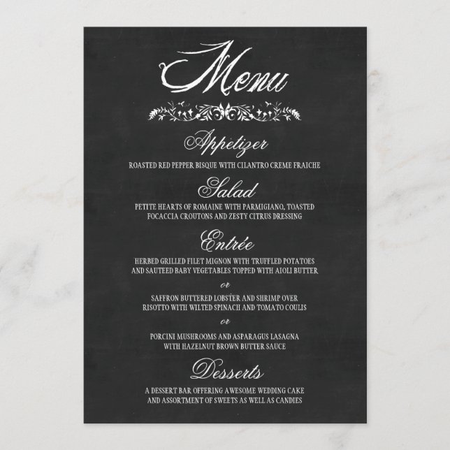 Cartes de menu de mariage de tableau (Devant)