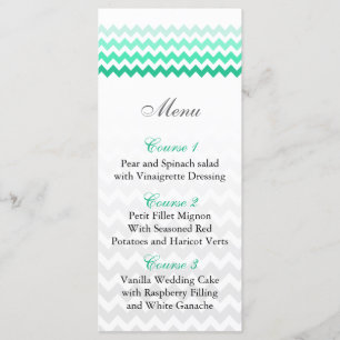 Cartes de menu de mariage d'Ombre de vert de