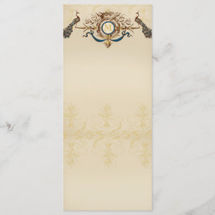 Cartes de menu de mariage élégantes de paon