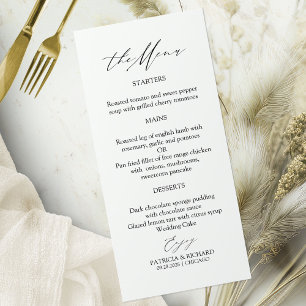Cartes de menu de mariage en calligraphie élégante