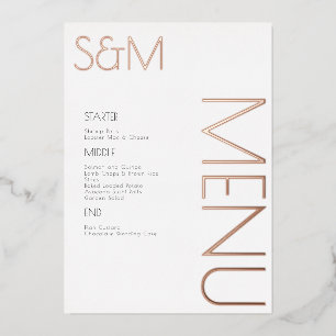 Cartes de menu de mariage initial gras pressé jour