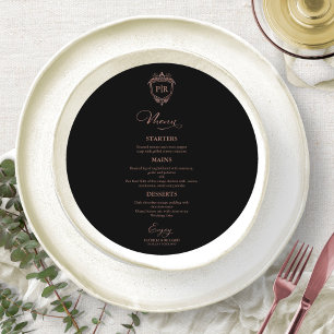 Cartes de menu de mariage rondes à monogramme Rose