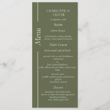 Cartes de menu de réception de mariage élégant mod