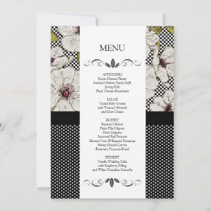 Cartes de menu de réception de mariage floral