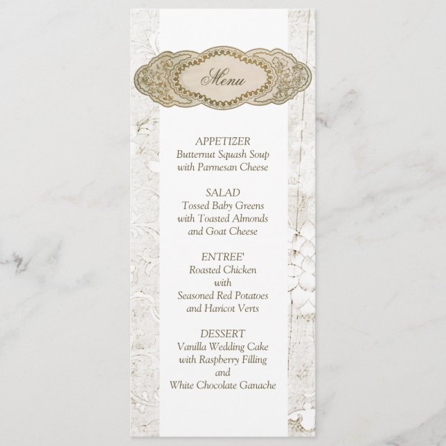 Cartes de menu de réception de mariage florales vi (Devant)