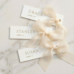 Cartes de menu de table avec nom en or blanc pour 
