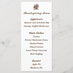 Cartes de menu de thanksgiving de la "Turquie"