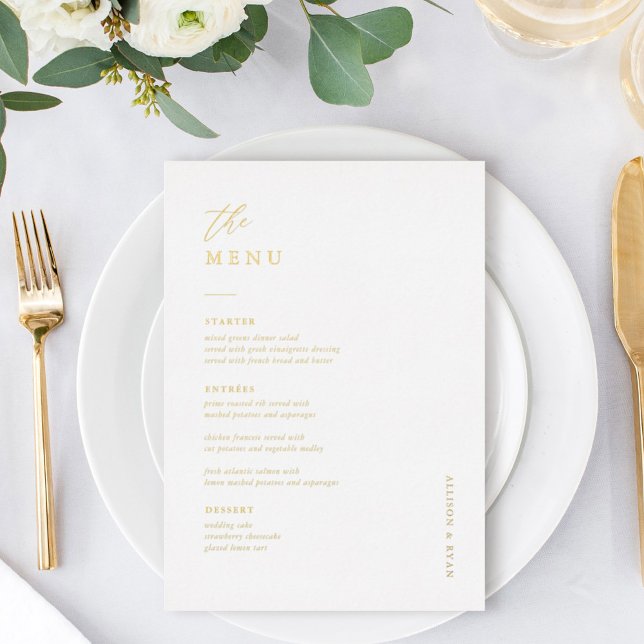 Cartes de menu du Mariage 5x7" Gold Foil (Créateur téléchargé)