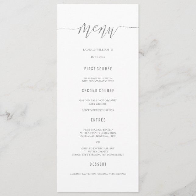 Cartes de menu du Mariage de calligraphie de Parti (Devant)
