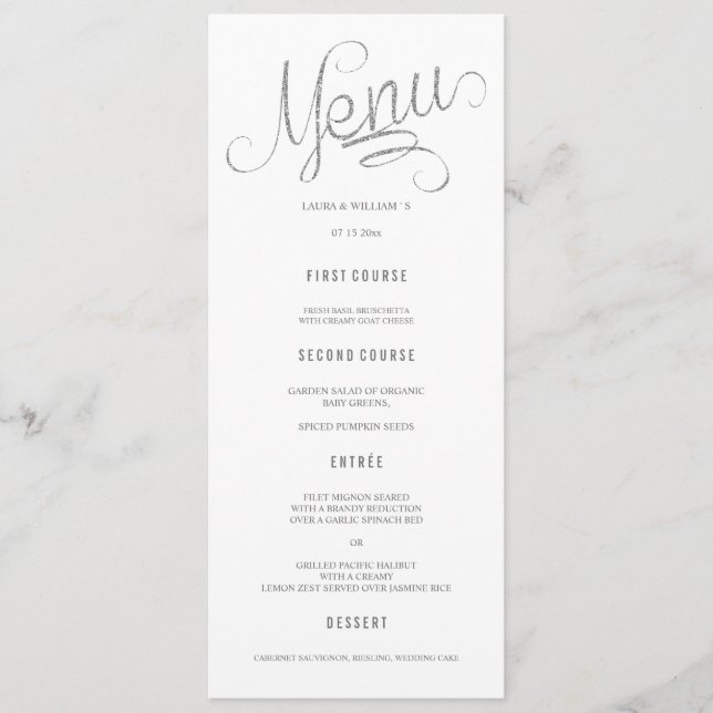 Cartes de menu du Mariage de calligraphie de Parti (Devant)