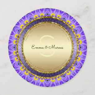 Cartes de menu du Mariage rond floral Boho violet