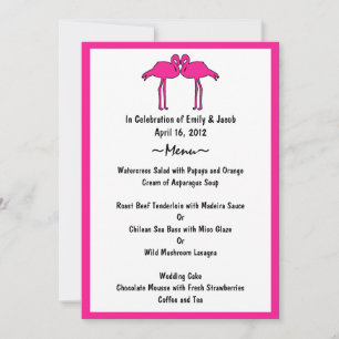 Cartes de menu Flamants Roses
