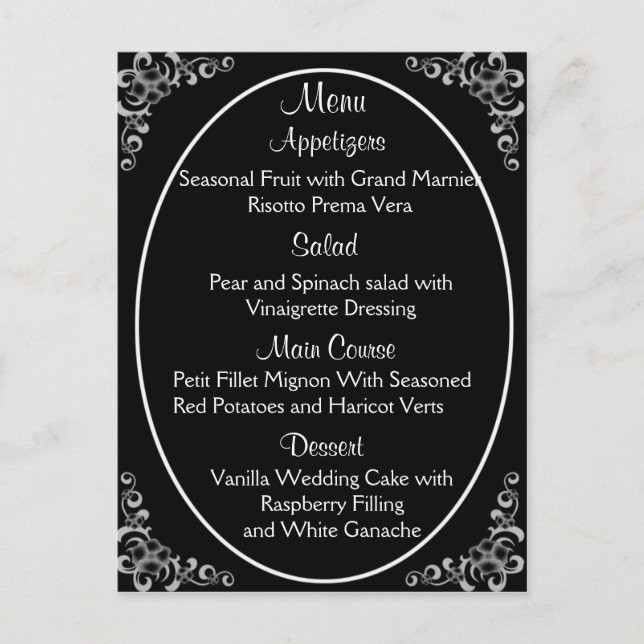 Cartes de menu mariage (Devant)