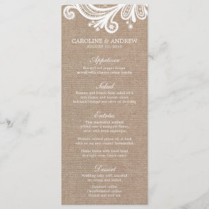 Cartes de menu Mariage Burlap et Lace