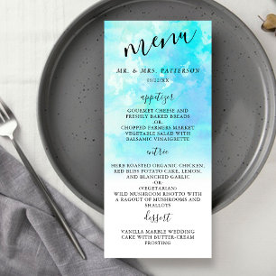 Cartes de menu Mariage d'aquarelle Ombre - Bleu