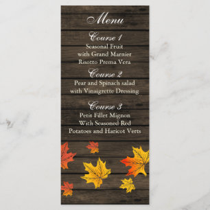 Cartes de menu Mariage de automne rustique Barnwoo