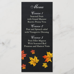 Cartes de menu mariage de automne vintage Chalkboa