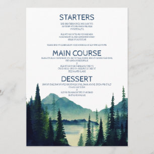 Cartes de menu Mariage du camping