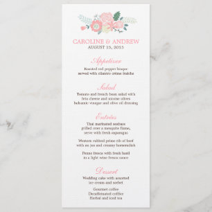 Cartes de menu Mariage florales modernes