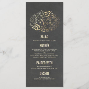 Cartes de menu mariage Gold Florals
