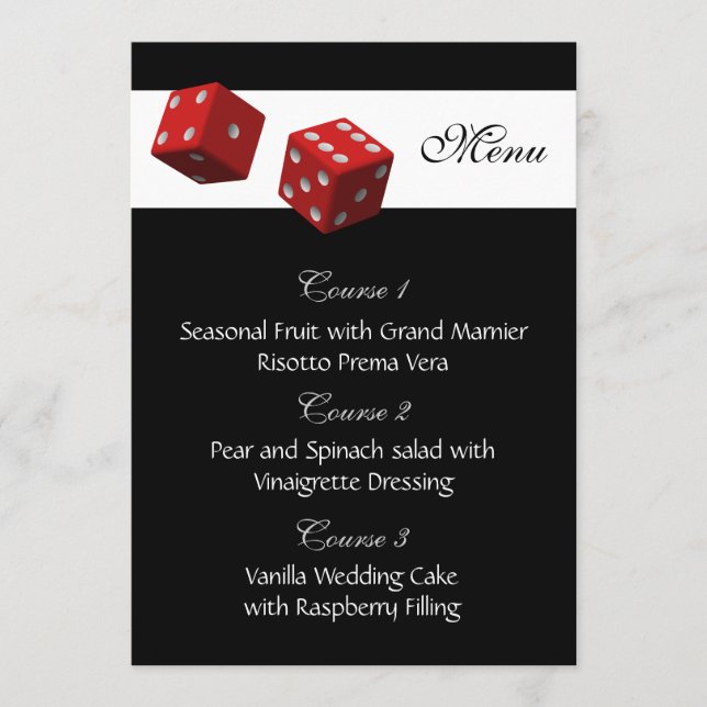 Cartes de menu mariage Las vegas (Devant)