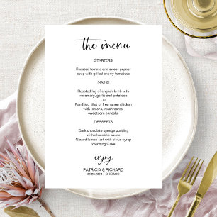 Cartes De Menu Mariage Noir Et Blanc Élégantes