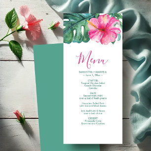 Cartes de menu Mariage personnalisées Hibiscus tro
