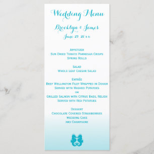 Cartes de menu Mariage pour hippocampe bleu person