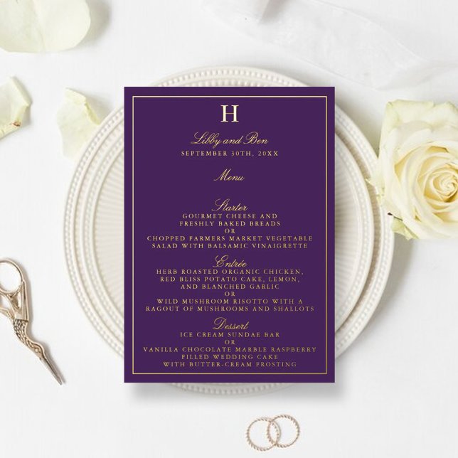 Cartes de menu Mariage Pressé Classic Real Foil (Créateur téléchargé)