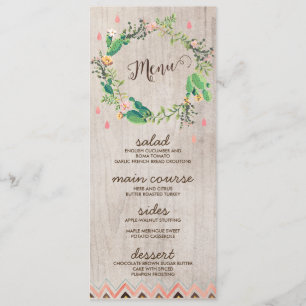 Cartes de menu Mariage Rustique Peint Cactus du dé