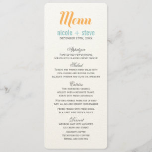 Cartes de menu Mariage Tangerine