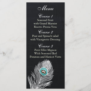 Cartes de menu mariage vintage Chalkboard paon