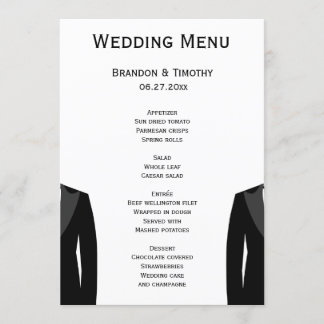 Cartes De Menu Mariages Gay Noir Et Blanc