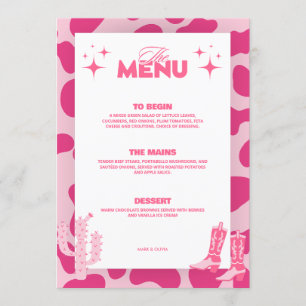 Cartes de menu Mariages Retro pour fille Disco Ros