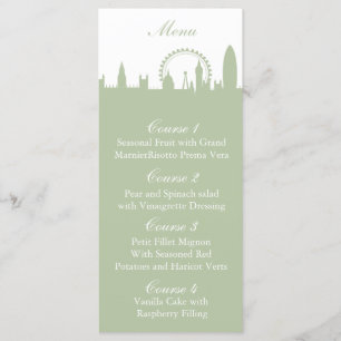 Cartes de menu personnalisées de London Skyline Sa