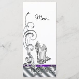 Cartes de menu pour chaussures à talon élevé viole