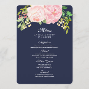 Cartes de menu Pretty Pink Peonies (5x7)