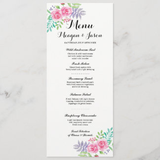 Cartes de Menu Réception de Mariage Élégant Floral