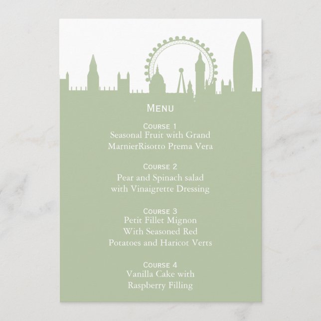 Cartes de menu Skyline de Londres (Devant)