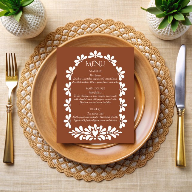 Cartes de menu talavera en terre cuite pour fiesta (Mexican fiesta vintage talavera terracotta boho arch menu cards personalized menu cards )