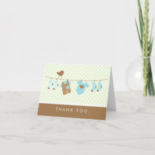 Cartes de Merci de baby shower de corde à  linge