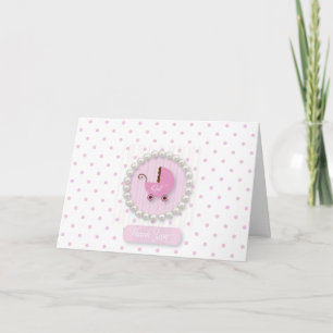 Cartes de Merci de bébé Girly de perles et de pois